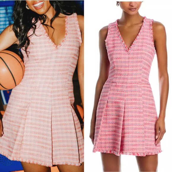 NWT Cinq a Sept Matilda Tweed Matilda Mini Dress Sz2/4/6 Sugar Coral Pink Blush - Picture 1 of 8